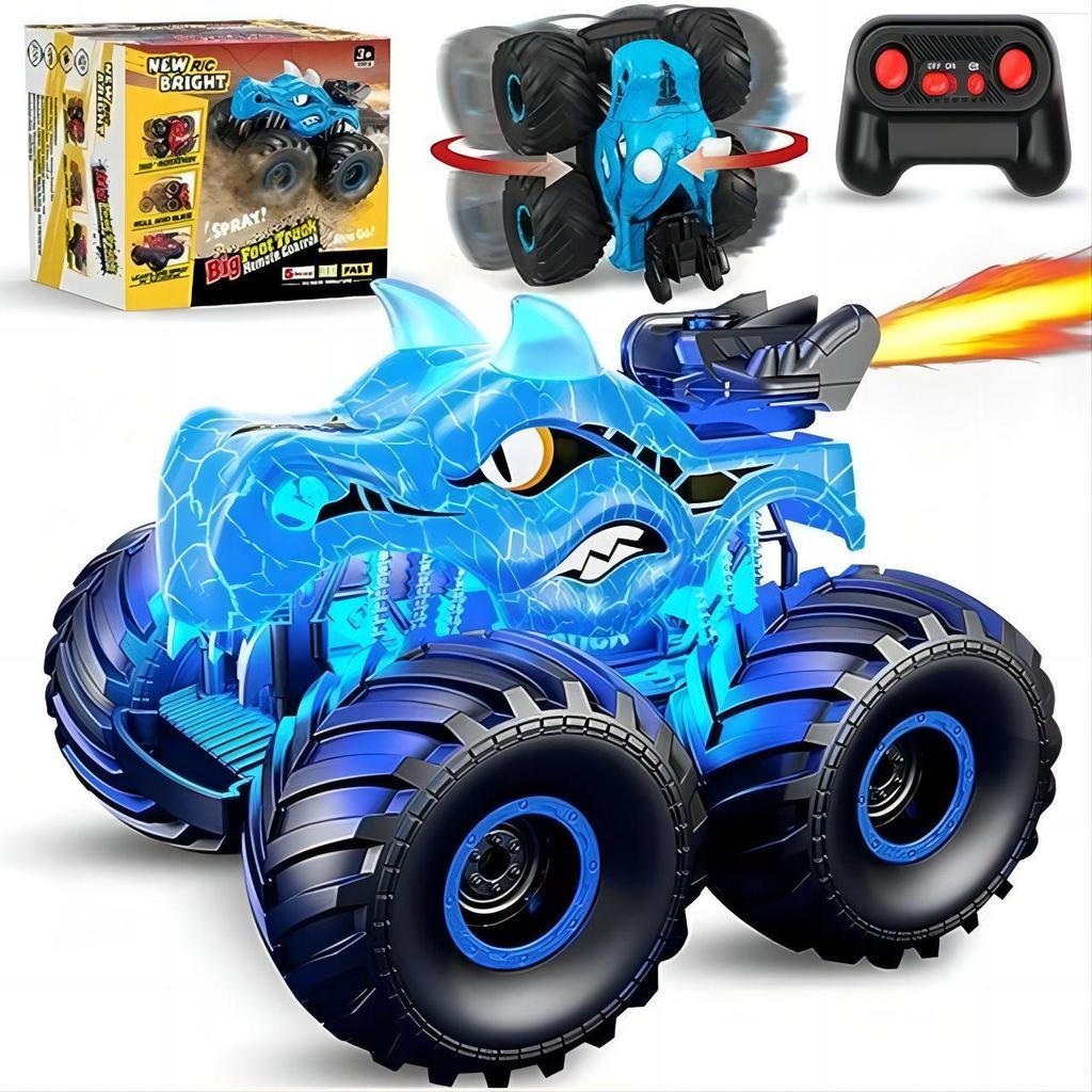 Cross-Border Dinosaur Stunt Remote Control Car with Spray Lights, Standing Rotation, and Climbing Off-Road Features