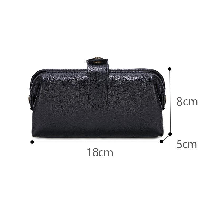 Artistic Retro Top Layer Cowhide Mouth Gold Bag Genuine Leather Antique Storage Bag Handbag Makeup Bag