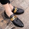Hot Sale Men Flat Black Golden Formal Patchwork Shoe PU Leather Casual Men Shoes For Man Dress Shoes 2024 New Zapatos Hombre