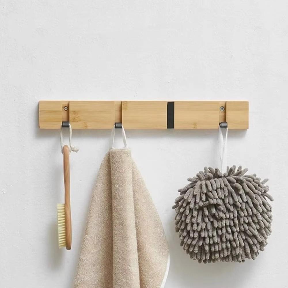 Wall Mounted Clothes Hat Hanger Space Saving Coat Hook Rack Bamboo Coat Rack Bedroom Organization