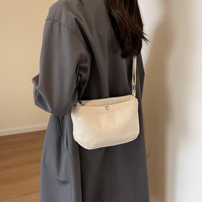 Casual Small Canvas Shoulder Bags for Women Simple Solid Color Ladies Crossbody Bag Outdoor Portable Female Mobile Phe Purse