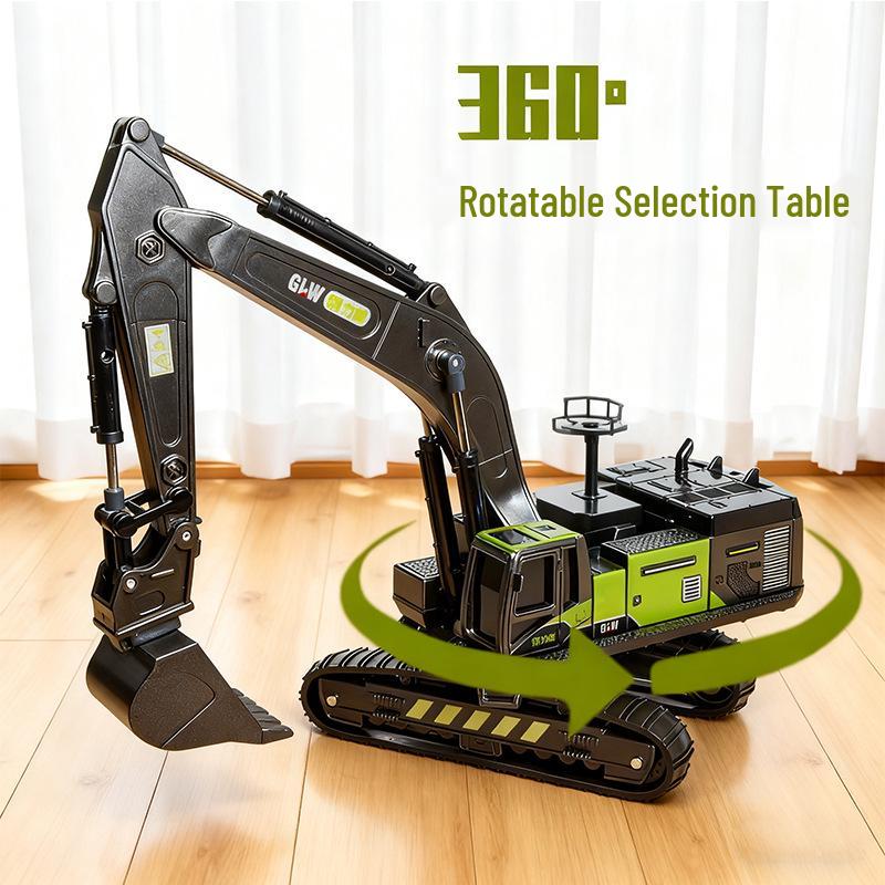 Kids' Alloy Engineering Vehicle Set: Excavator, Digger, Crane, and Earthmover Toy Models