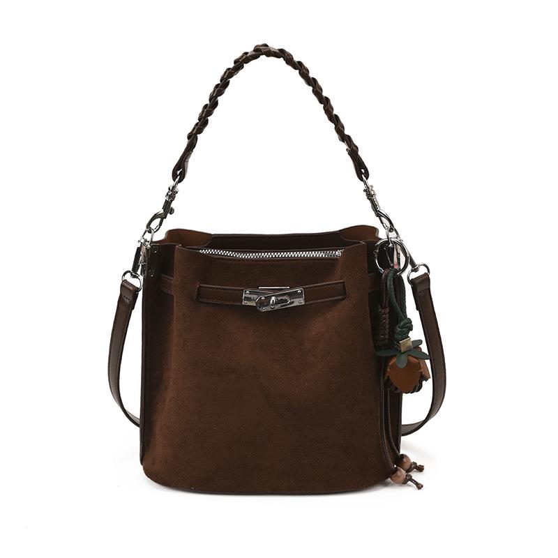 Damska retro tkana torebka crossbody typu bucket - styl europejski i amerykański, torebka casualowa high-end na jedno ramię pod pachę