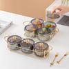 Light Luxury Glass Snack and Candy Dish with Gold Tray and Lid