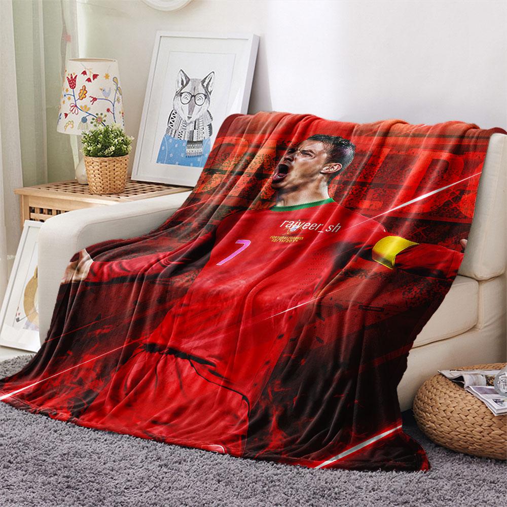 1PC CR7 Patterned Flannel Blanket Suitable For All Seasons for Home Decor Warmth and Comfort Gifts Holiday Present