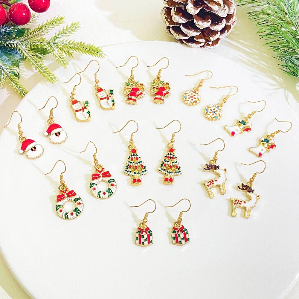 Elk Christmas  Jewelry Set Santa Xmas Dangle Earring Unique   Gift