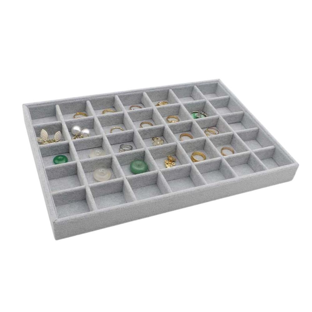 Large Capacity Velvet Jewelry Tray Wooden Rings Earrings Plate Jewelry Storage Box  Jewelry Seller