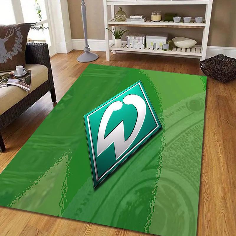 Werder Bremen Flanellmuster Quadratischer Teppich, Läufer, Teppich für Wohnzimmer Schlafzimmer Sofa Spielzimmer Dekor, Rutschfeste Fußmatte