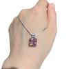Popular Colored Treasure Inlaid With Simulated Pink Diamond Yellow Diamond Pendant Retro Women'S Necklace Elegant Women'S Necklace