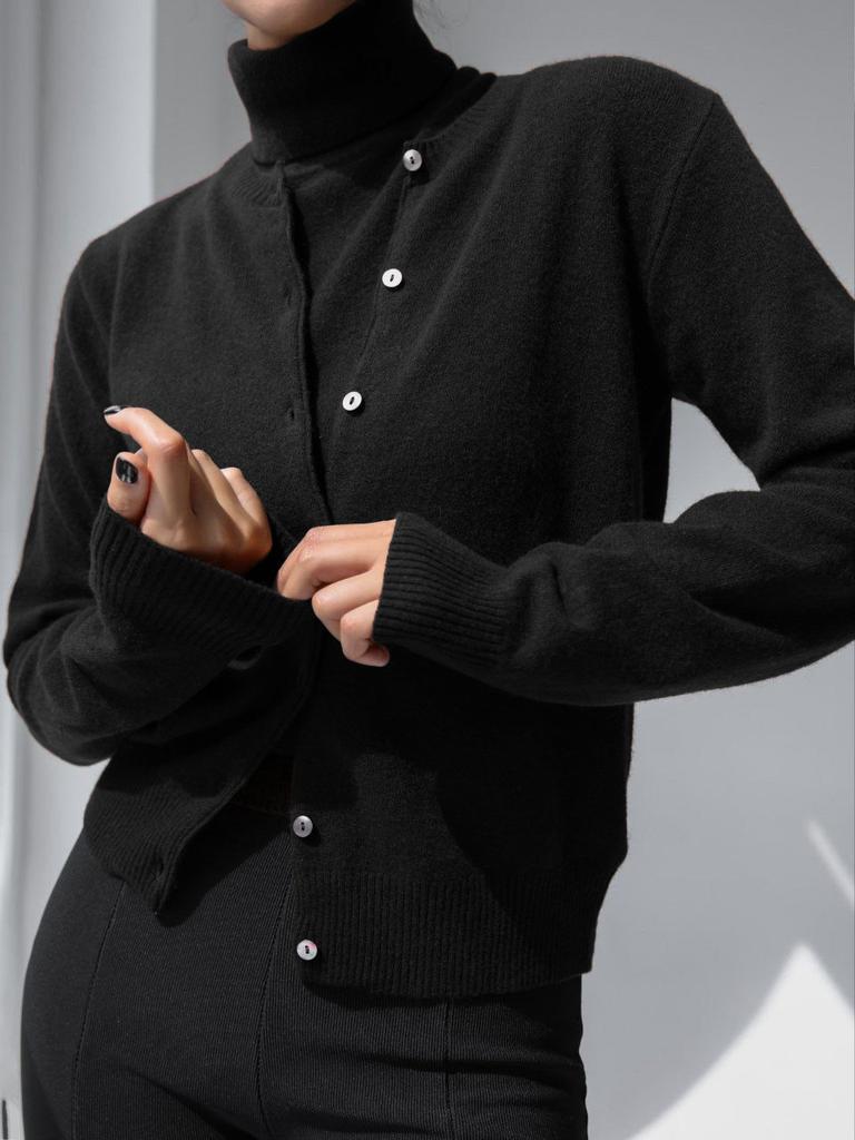 Blubelle Women's New Autumn Turtleneck Sleeveless Tank Top Soft Knit Button Up Cardigan Sweater Fashion Sets