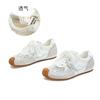 Leather lace German training shoes women's 2025 spring new models with skirts mesh breathable pearl versatile Forrest Gump shoes