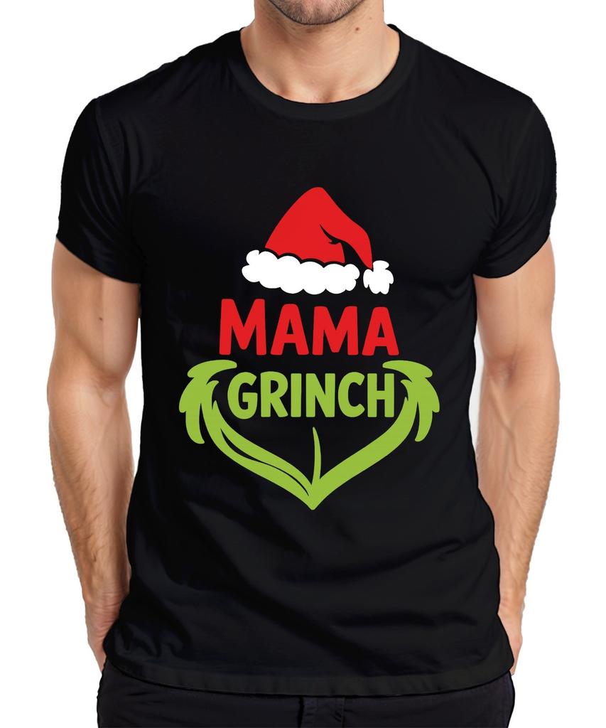 Mama Grinch Christmas Gift Hat Green Heart Family Funny Unisexs Tshirt