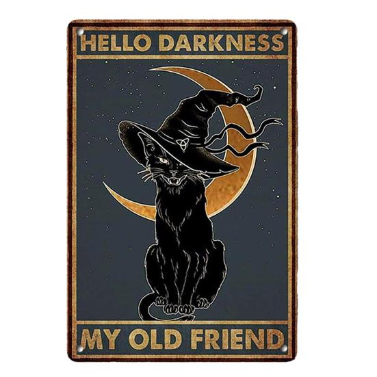 Wandkunst für drinnen und draußen Retro Halloween Schild, Kürbis Geist Badezimmer Metall Langlebiges Hängeschild Hexe Katze Festival für Bar Zuhause Raum Dekor