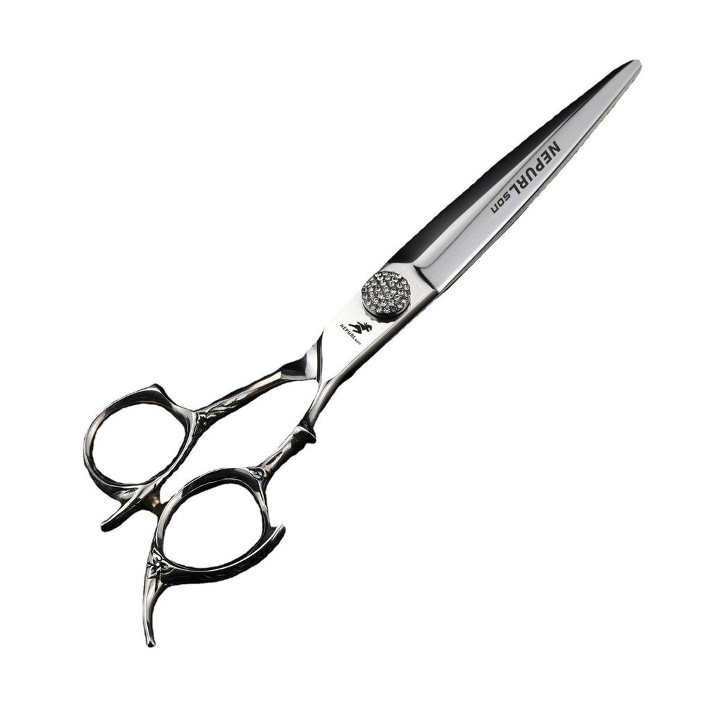 7" 440C High Carbon Steel Straight Hairdressing & Pet Grooming Shears with Diamond Decoration