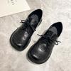 Autumn and Winter New Small Leather Shoes Women's Black Flat-bottomed Versatile Jk Uniform Shoes Women's Lace-up Women's Single Shoes