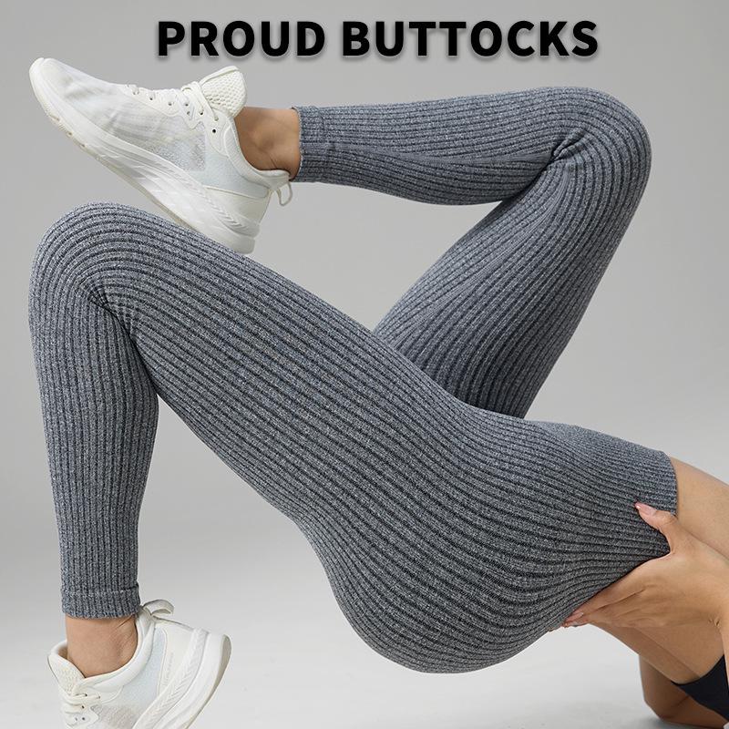 Women's High-Waist Ribbed Yoga Leggings | Hip-Lifting Fitness Pants