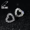 S925 Sterling Silver Geometric Heart Stud Earrings - Korean Style, Fashionable for Ladies and Students.