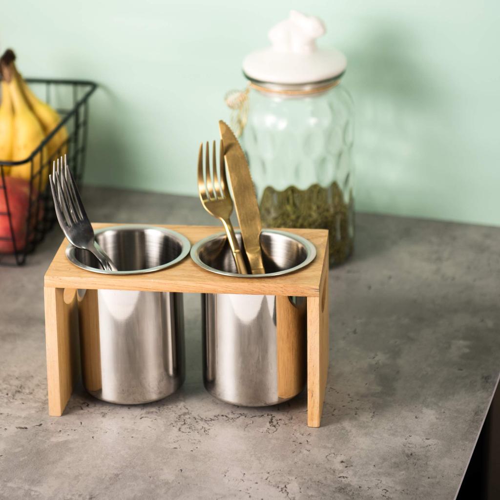 IMEEA Ätpinnar Bestick Bestick Bestick Rostfritt Trä 2 Delar Hållare, Ställ, Hållare, Etui, Stål, Ram,