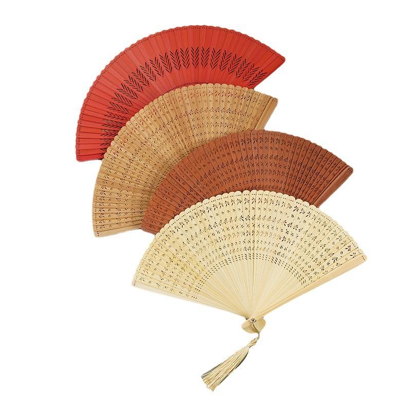 Retro Chinese Style Craft Fan All Bamboo Folding Fan Ancient Style Bamboo Fan Hanfu Dance Hollow Bamboo Fan