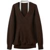 Sancai Winter Striped Faux Two-Piece Knit Pullover