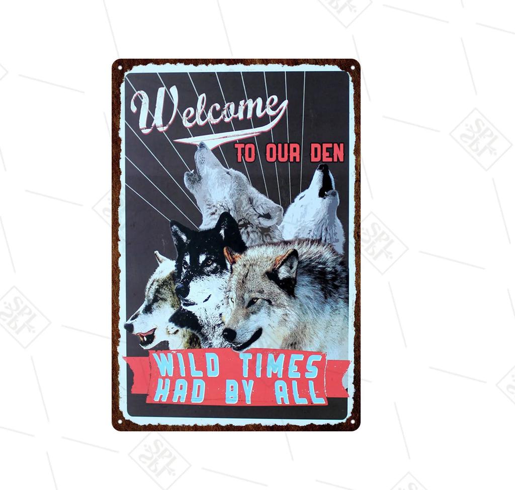 Animal Metal Sign Vintage Forest Park Doorplate Cat Bird Metal Tin Plate Fishing Plaque Bar Wall Sticker Farm Home Decoration