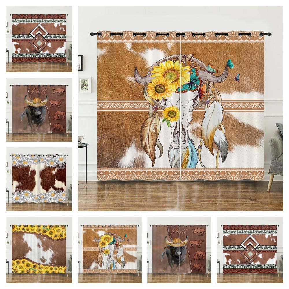 Curtains Animal Fur Cow Texture Curtains Bedroom Living Room Blackout Curtain Perforated