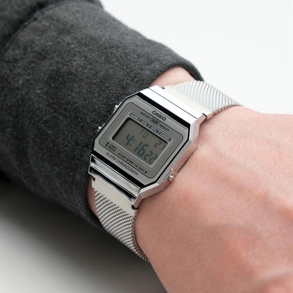 Used Casio Digital Watch (New) Overseas Model Retro Design Silver CASIO Overseas Model