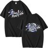 Stray Kids Run It Tour Grafik T-Shirt, Nebula Ozeanwelle Kunst Logo beidseitiger Druck Oversized Kpop Fan Kurzarm T-Shirt