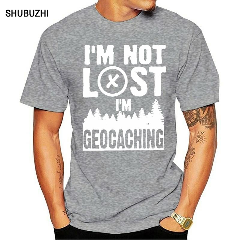 One Yona Men TShirts Im Not Lost Im Geocaching T Shirt  Cotton Tee Geocacher Cache Gps Sports Navigation Hiking Tops