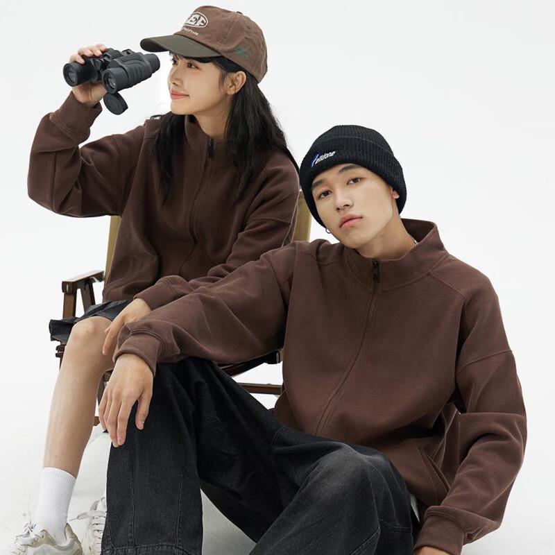 Fengxun Customizable Drop Shoulder Stand Collar Zipper Sweatshirt