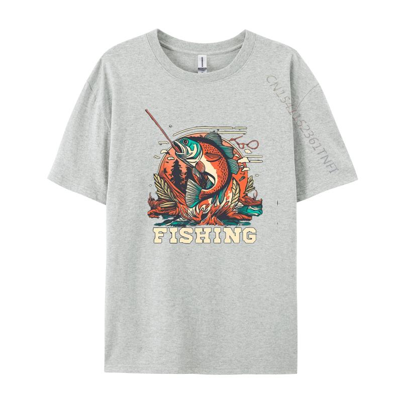Fishing TShirt NEW YEAR DAY All Cotton Tops Tees Printed Tshirts Cheap Tshirts Oversized T Shirt Men