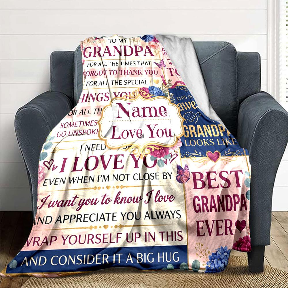 Grandpa Appreciation Collage Customize Your Name Blanket Warm Comfortable And Soft Blankets Are Suitable For Home Lunch Break Blanket Office Sofa Sofa