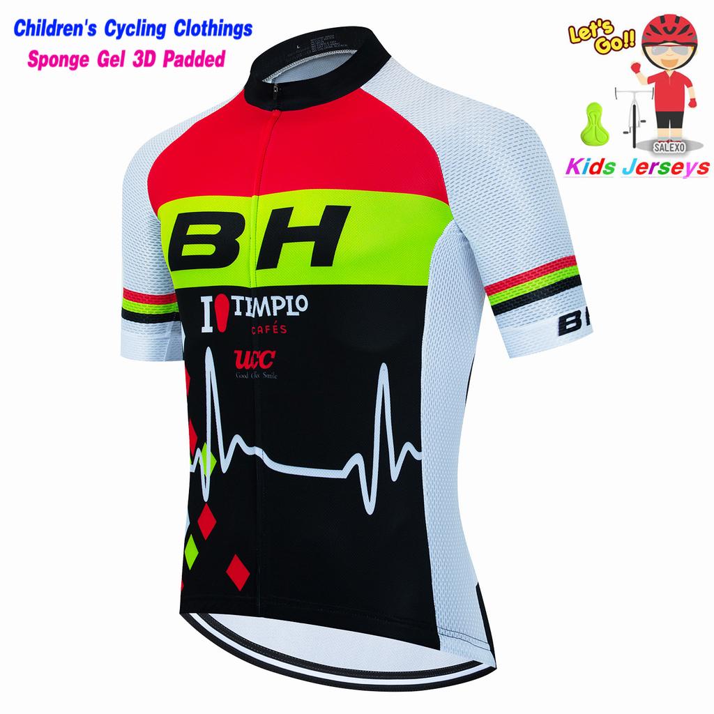 BH Kids Cycling Jersey Set Short Sleeve Children Bike Clothing Breathable Quick Dry Boys Summer Bicycle Wear Maillot Ciclismo