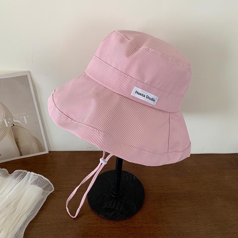 Summer Japanese Stripe Fisherman Bucket Hat for Women - Sun Protection, Versatile, Large Fit for Slimming Effect