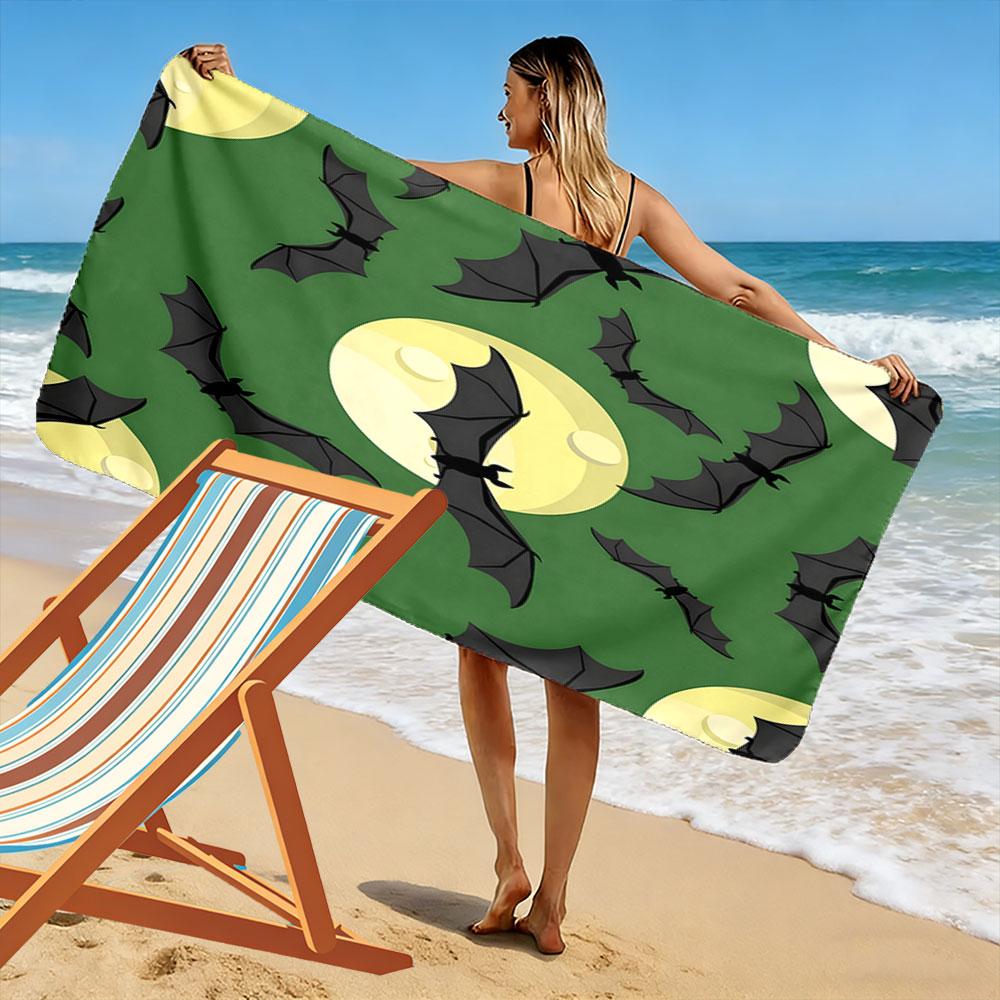 Soaring bats moonlight dance Print beach towel, quick drying, suitable for travel, outdoor sports, jogging, the beach and swimming, gift