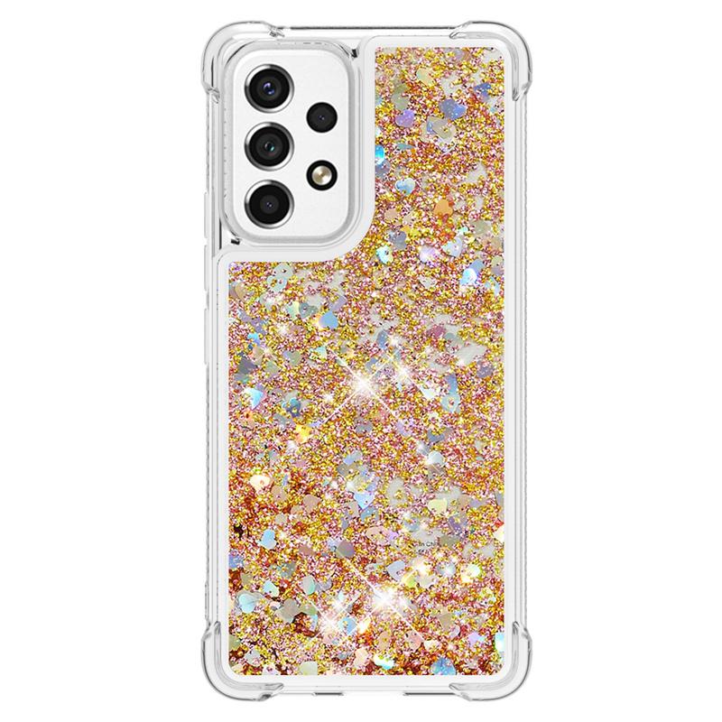 Glitter Liquid Sequins Quicksand Phone Case For Samsung Galaxy A53 A13 A23 A33 A73 5G A03s Case Cartoon Animal Shockproof Cover