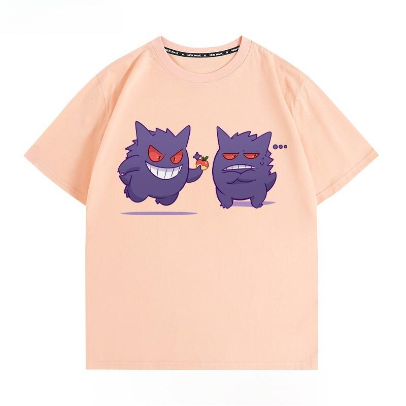 Cartoon couple wearing short sleeved top for men and women in summer anime peripheral joint T-shirt