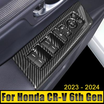 For Honda CR-V CRV 6th Gen 2024 2024 2025 Hybrid ABS Car Door Armrest Panel Window Switch Lift Buttons Cover Frame Trim Stickers