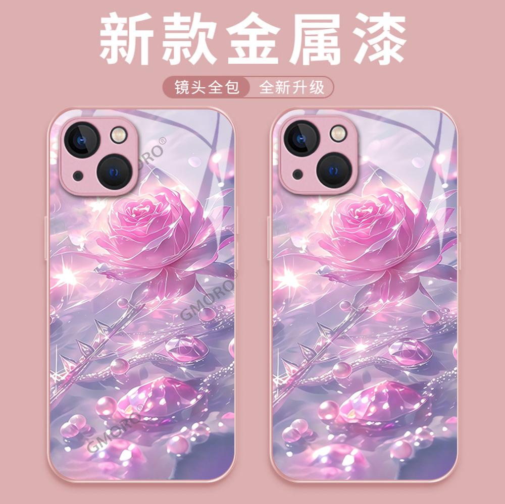 Shell pattern rose glass mobile phone case iPhone13 fairy dream premium sense Apple 17pm hard case protective case
