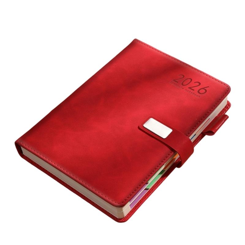 

2026 Day Planner with 400 Pages Dated Magnetic Button Closure PU Leather Academic Journal Notebook for Daily Scheduling червоний