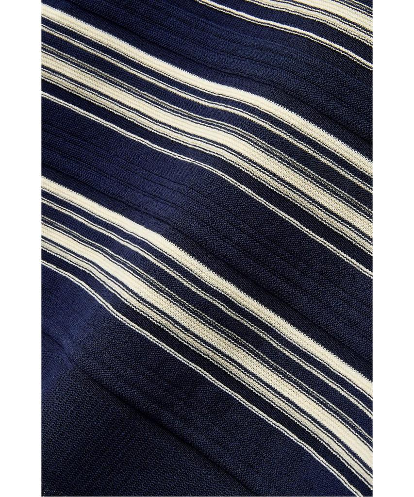 Bobeu V-Neck Striped Knit Pullover_Navy_7156350002