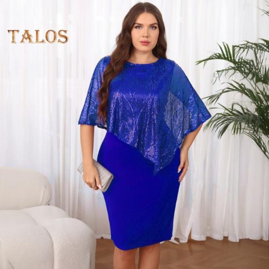 Ärmelloses Damen-Umhangkleid mit Paillettenbesatz Übergroßes Pailletten-Bodycon-Bleistiftkleid Damen Abend-Midikleid