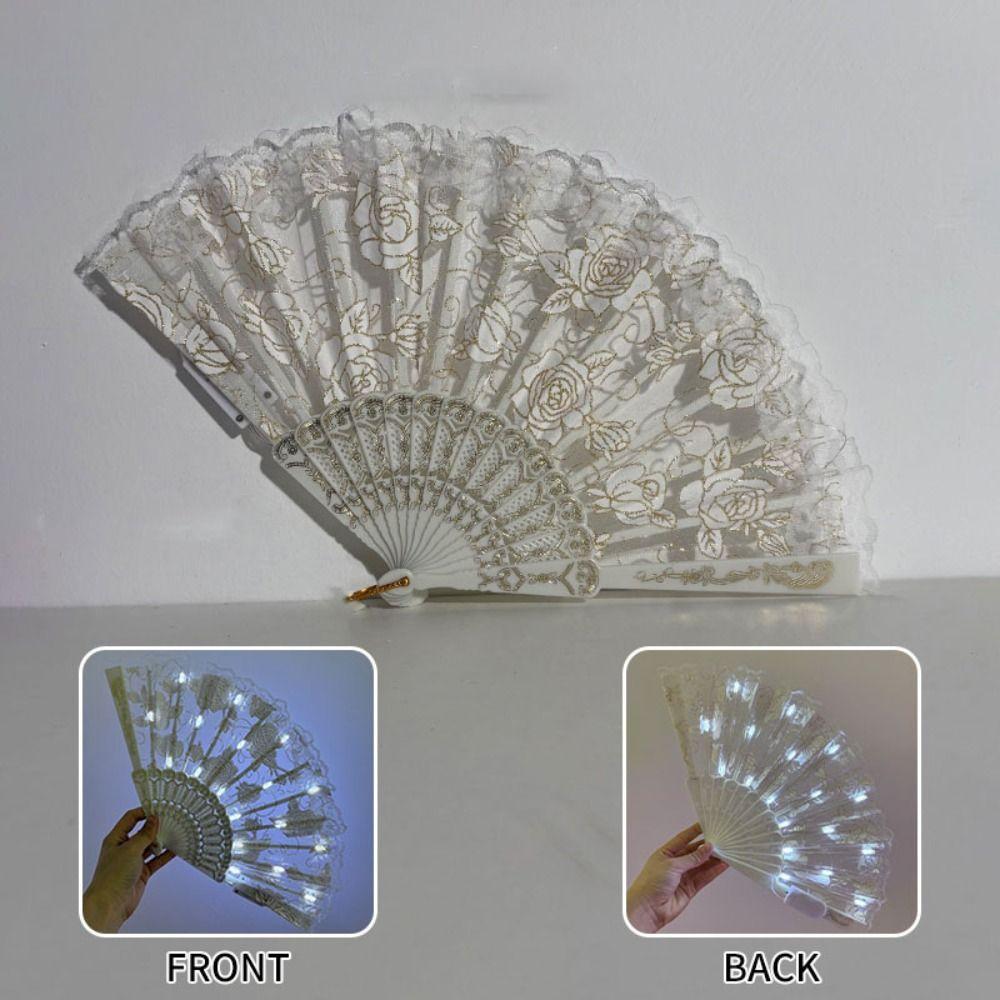 Creative Dancing Light Fan Portable LED Luminous Fan Glow Folding LED Fan Halloween Party
