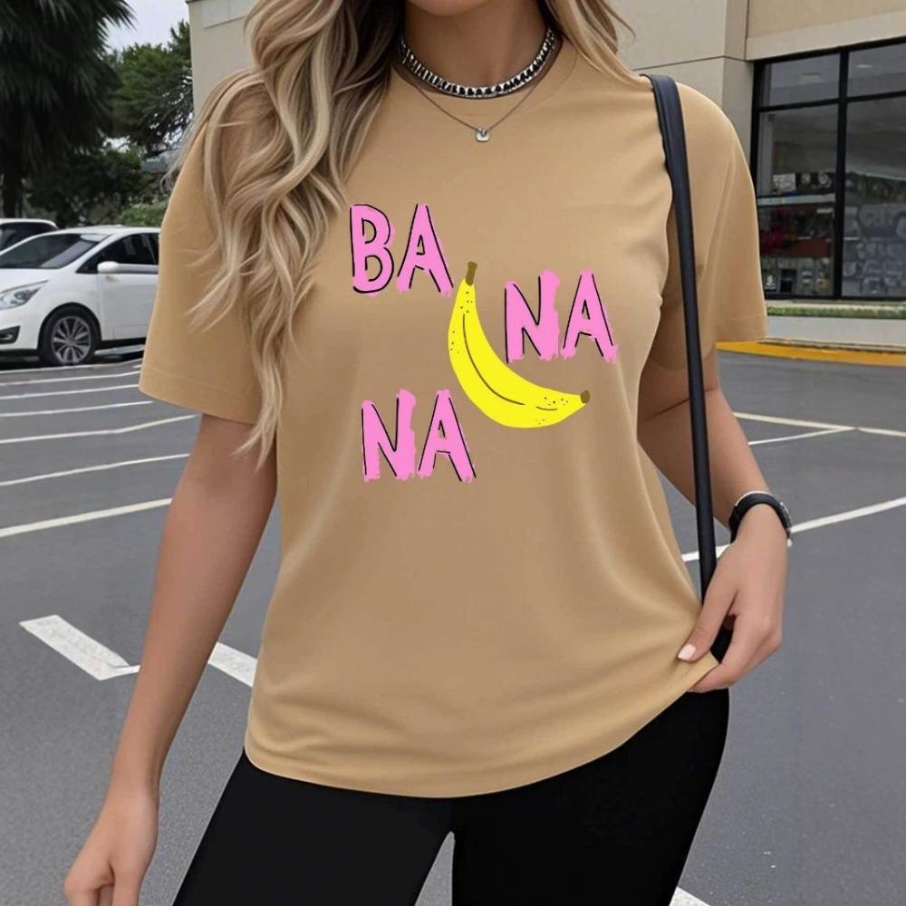 Summer Fashionable Comfortable Breathable Sweat Absorbing Women's T-shirt Colorful Pattern Solid Color Cotton T-shirt