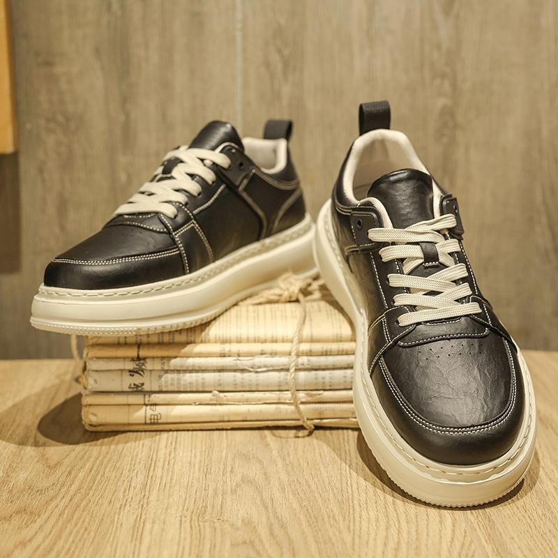 Fashion Street Style Casual Shoes Leisure Walk Leather Mens Sneakers Stylish Trend Skateboard Footwear New Outdoor Male Tenis Masculino