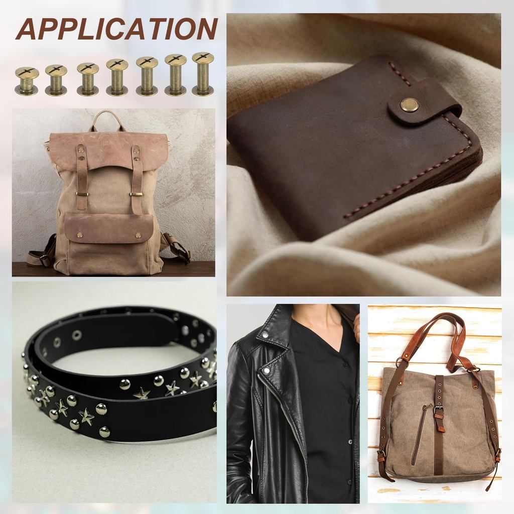 PATIKIL 11mm Chicago Schrauben Leder Leder Sortiert DIY Schwarze Nieten, 120er Pack, Nieten, Stifte, Schrauben, Bolzen, Kit, Basteln, Buchbinden, Dekoration,