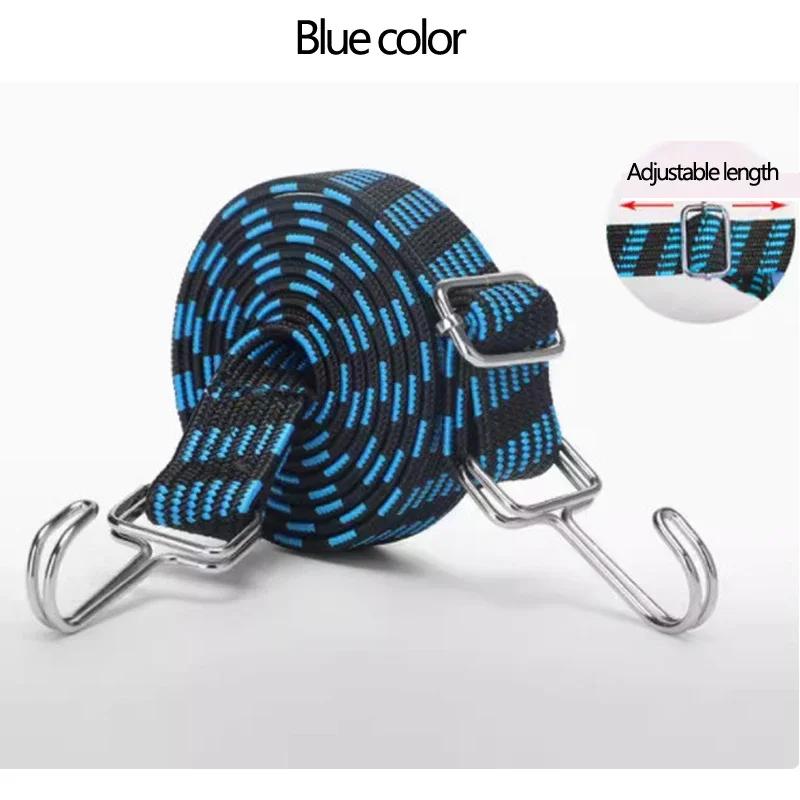 Adjustable Elastic Tie Down Strap 1-5M High‑Tension Binding Rope With Hooks For Motorcycle Bike Luggage Cargo Secure Fixing