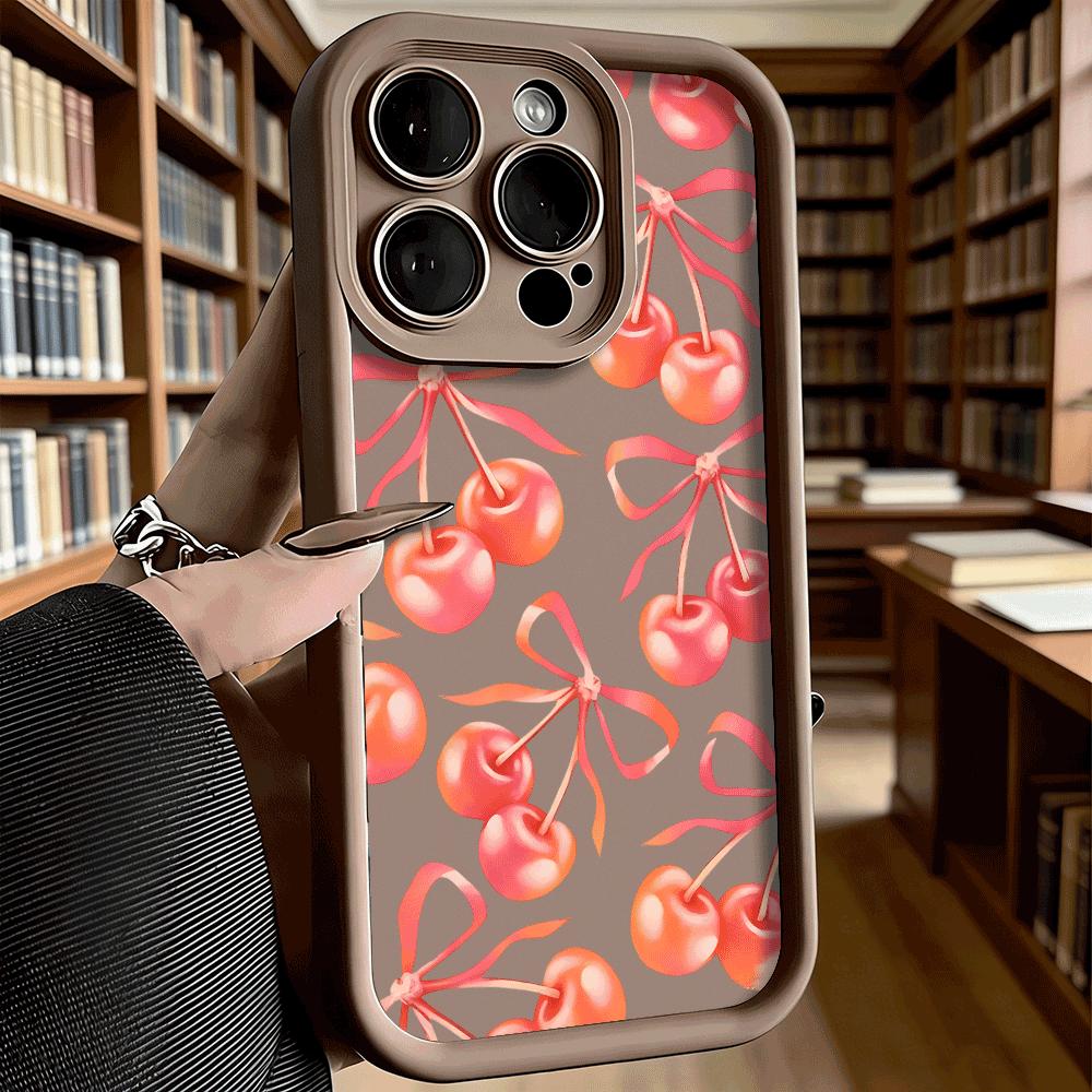 

Pink Cherries with Ribbon Soft TPU Shockproof Case For Xiaomi Redmi Note 15 14 13 12 11 Pro Anti-Fall Protective Back Cover Redmi Note 13 Pro+
