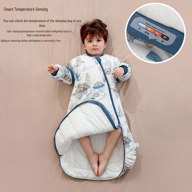 Detachable Washable Toddler Sleeping Bag - Autumn/Winter Down Cotton, Anti-Kick, Anti-Startle, Thickened Quilted Design