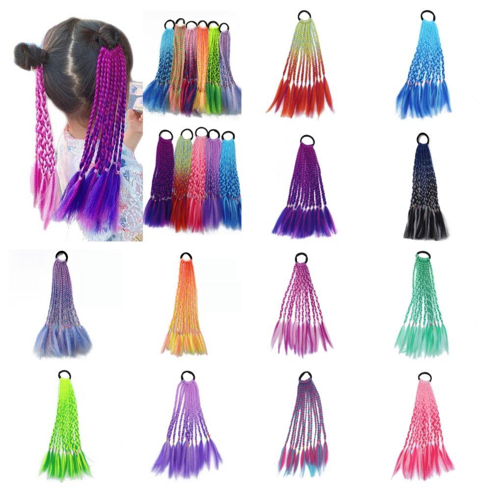 

Gradient Box Braided Ponytail Elastic Colorful Twist Tie Wigs Girls Dirty Braids Party